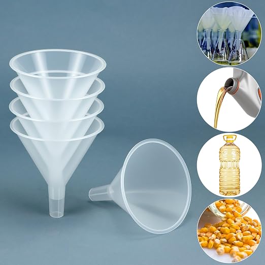 QWORK Plastic Funnels with Long Spout, 6 Pack Clear Wide-Mouth Bottle Filling - Image 6