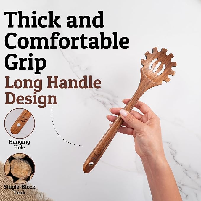 PriorityChef Premium Wooden Pasta Spoon - Image 3