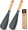 Cooking Spoon for Nonstick Cookwares, Wood Handle Spoon for Mixing, and Scrape by BADIANO