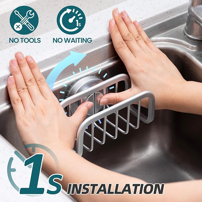 TAILI Sink Caddy with Strong Suction Cup, Sponge Holder - Image 2