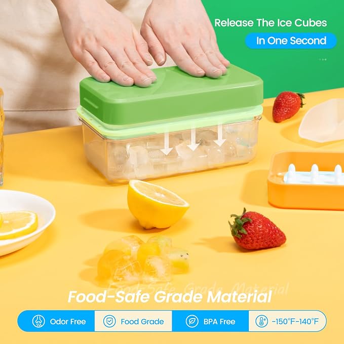 PHINOX Ice Cube Tray With Lid and Bin, Ice Trays - Image 2