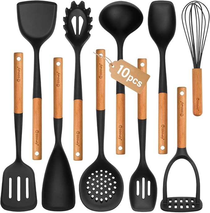 Large Silicone Cooking Utensils Set, Heat Resistant Silicone Utensils by Blithely