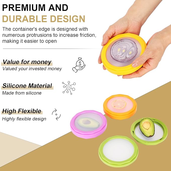 Winb Avocado Saver & Onion Storage Set of 4 Reusable Fruit and Veggie Savers - Image 5