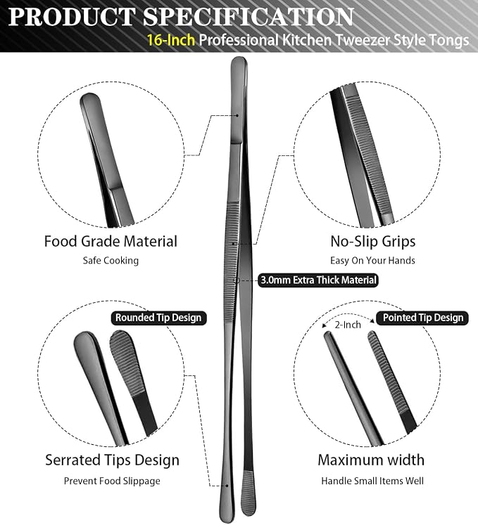 JETKONG 2 Pcs 16-Inch Kitchen Tweezers Tongs - Image 2