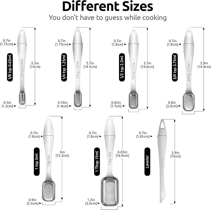 U-Taste Narrow Square Measuring Spoons: 18/8 Stainless Steel Kitchen Measure - Image 2