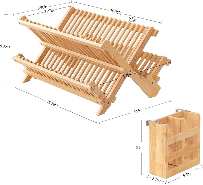 HBlife Bamboo Dish Drying Rack - Image 2