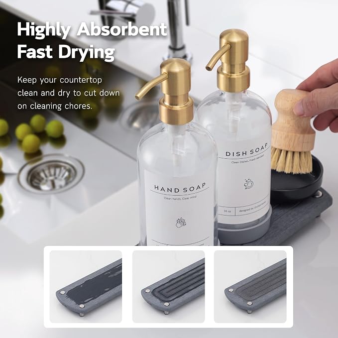 Kitchen Soap Dispenser Set - 16OZ Clear Glass Bottle - Image 2