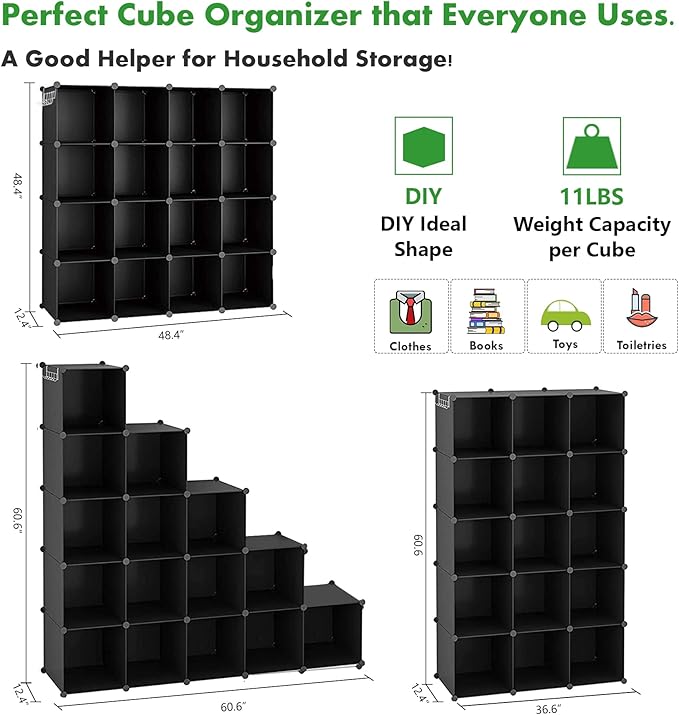 C&AHOME Cube Storage Organizer, 16-Cube Shelves Units, Plastic Storage Cubes - Image 3