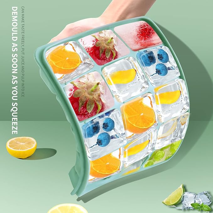Ice Cube Trays Set of 2, Easy Release 15 Flexible Silicone Ice Cube Molds - Image 5