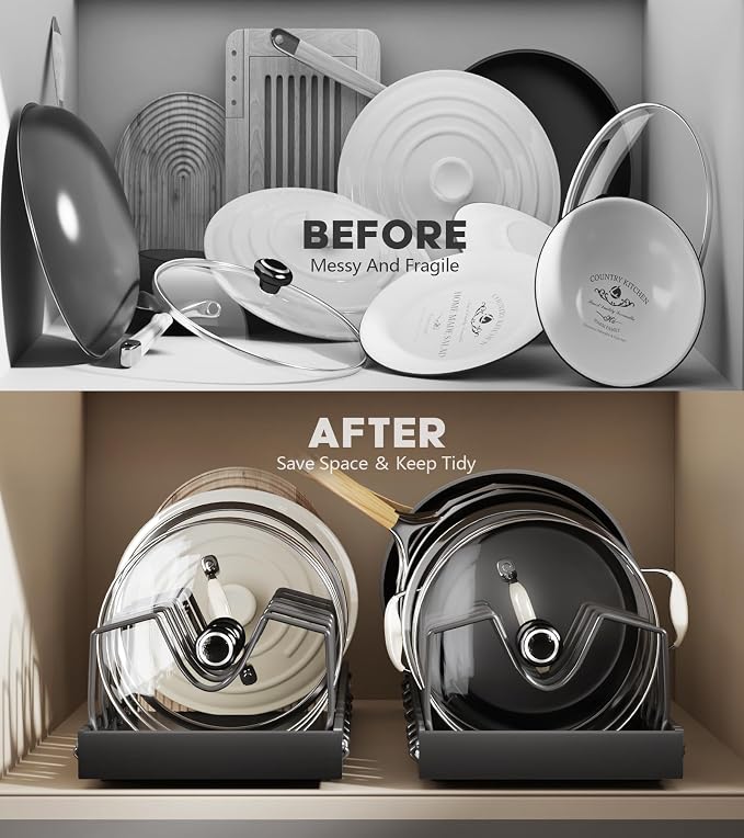 Lozovin Pull Out Pots and Pans Organizer Under Cabinet, Sliding Lid Holder and - Image 4