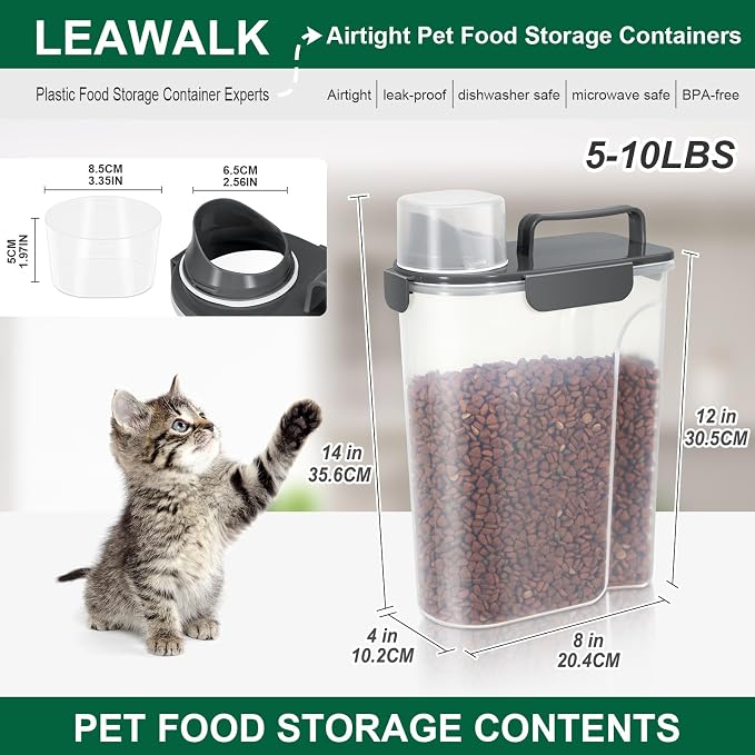 LEAWALK 5Lbs Airtight Cat Dog Food Storage Container - Image 3