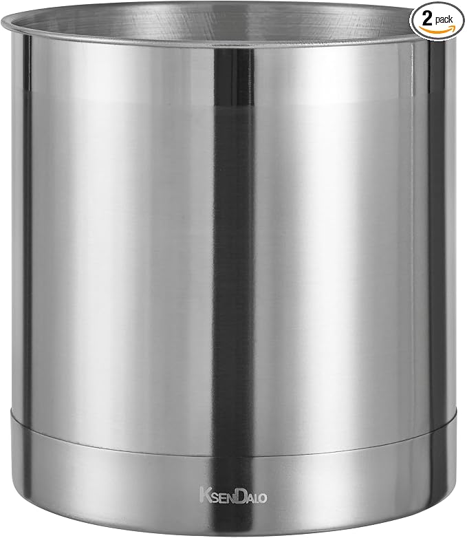 KSENDALO Stainless Steel Utensil Holder 7x7inch Large Utensil Holder by KSENDALO