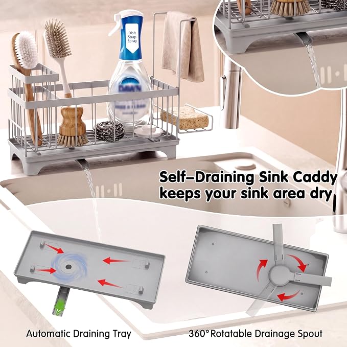 VOOWO Sponge Holder for Kitchen Sink, Compact Sink Caddy - Image 4