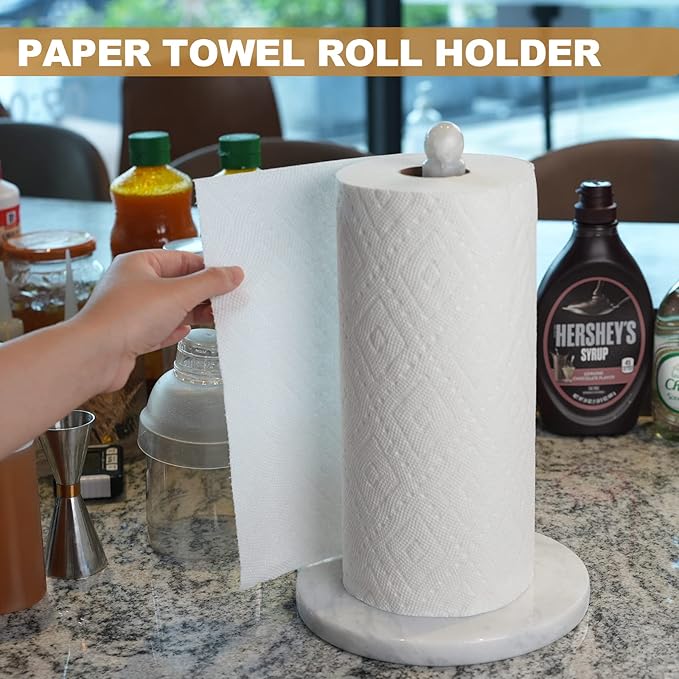 Koville African Natural Marble Paper Towel Holder Countertop, Genuine Stone - Image 5