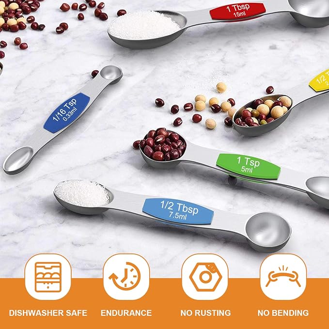 Wildone 14 Piece Stainless Steel measuring spoons Set, Including 8 Double Sided - Image 5