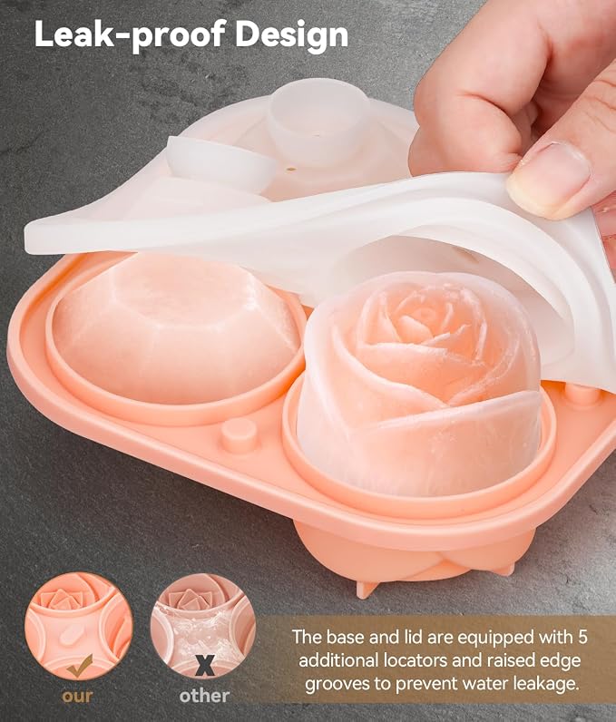 Ice Cube Tray with Lid, Silicone Ice Molds with Round, Large Ice Cube Mold - Image 5