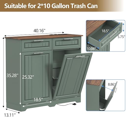 Double 10 Gallon Tilt Out Trash Can Cabinet - Image 6