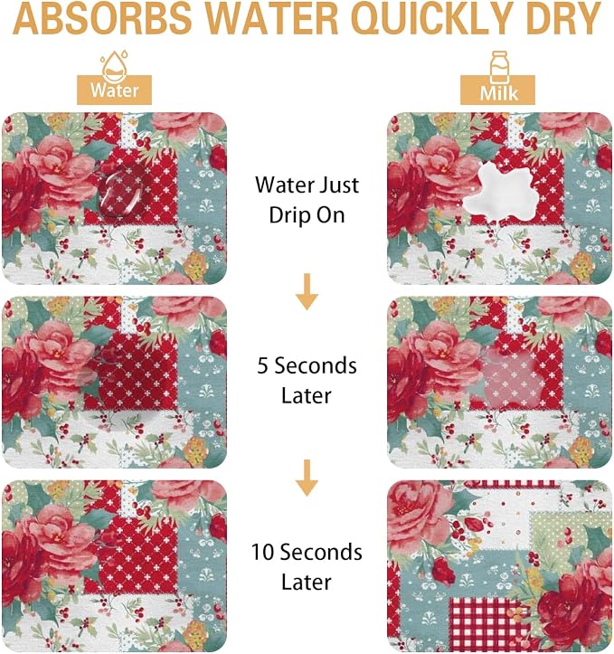 Kitchen Countertop Dish Drying Mat, Super Absorbent Coffee Bar Mat - Image 2