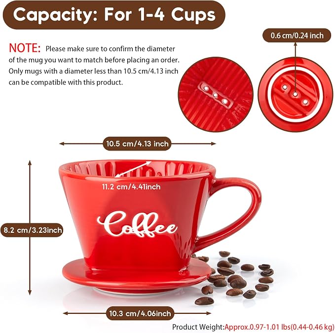 Pour Over Coffee Maker, Ceramic Pour Over Coffee Dripper, Manual Brew Maker - Image 3