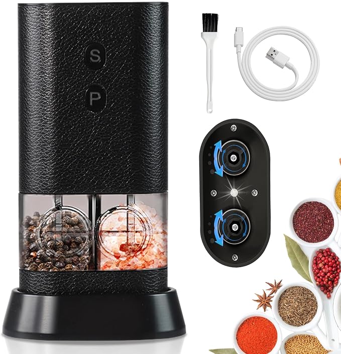 Dual Chamber Electric Pepper and Salt Grinder, Rechargeable Salt and Pepper by BoAn-Makeyoumorebeautiful