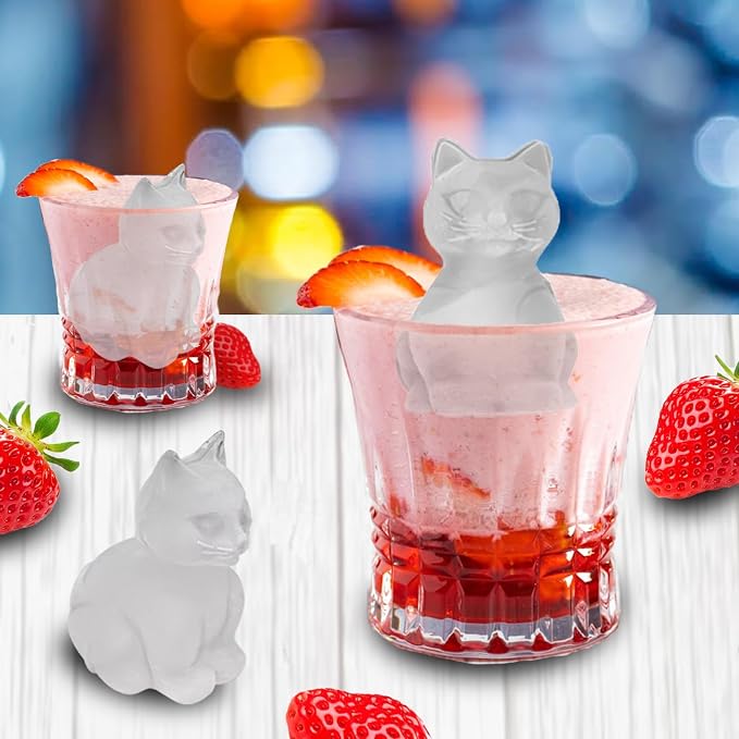3D Cat Ice Cube Mold, Slow-Melting & BPA-Free Silicone Cat Shapes Ice Cube Tray - Image 3