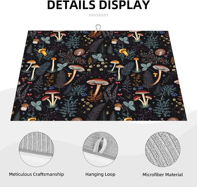 Mushroom Dish Drying Mat For Kitchen Microfiber Drying Mats Absorbent - Image 4