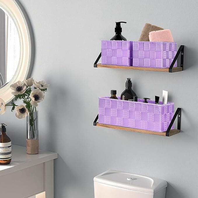 Posprica Woven Storage Baskets for Organizing, Small Black Baskets Cube Bin - Image 6