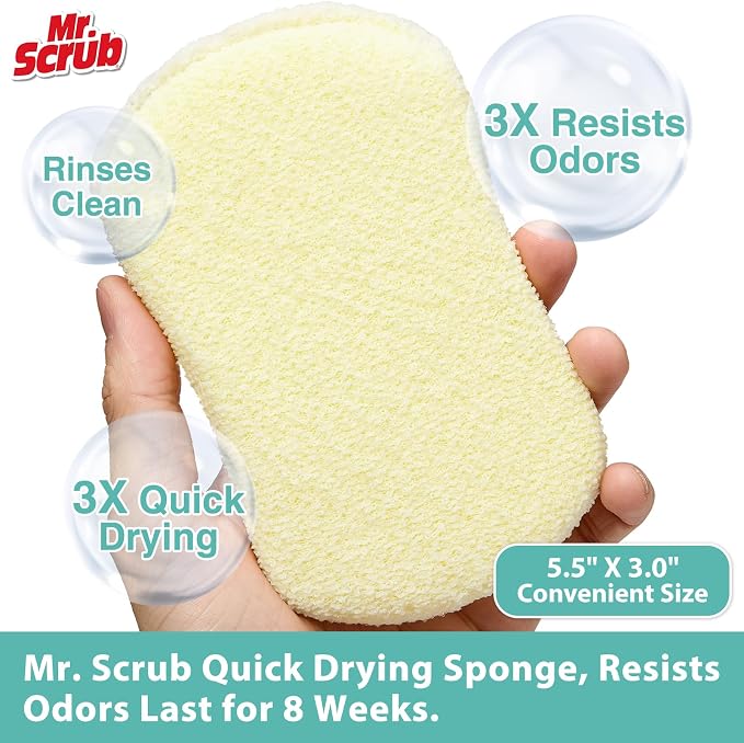 Mr. Scrub Sponges Kitchen Scrub Dish Sponge Scouring Pad, 6 Pack Cleaning Brush - Image 2