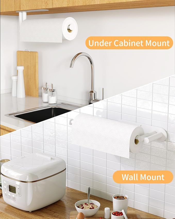 Paper Towel Holder Under Cabinet, 13Inch Self-Adhesive or Wall Paper Towel - Image 6