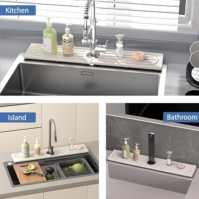 Lyxel Kitchen Faucet Mat, Quick Drying Diatomite Sink Faucet Mat Splash Guard - Image 6