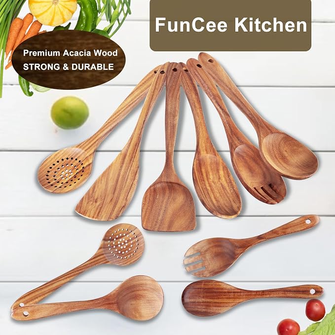 6 Pack Wooden Spoons For cooking – Heat-Resistant Wood Spatula - Image 3