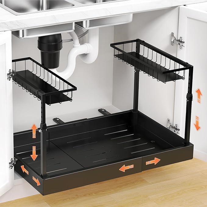 Aisslro Under Sink Organizer, 2 Tier Under the Sink Storage, Expandable by AisslroDirect