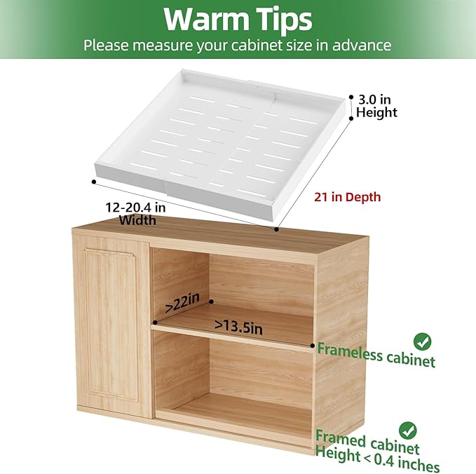 PAKETA 1 Pack Expandable Pull Out Cabinet Organizer, Upgrade 3 Slide Rails - Image 2