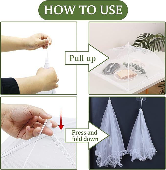 ZMCINER 7 Pack Food Covers for Outdoors Mesh Screen Include Food Tents 1 Extra - Image 4