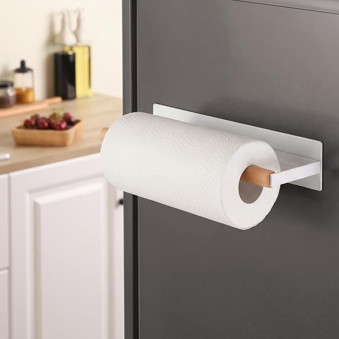 KES Magnetic Paper Towel Holder, Wood & Metal Paper Towel Roll Holder, - Image 6