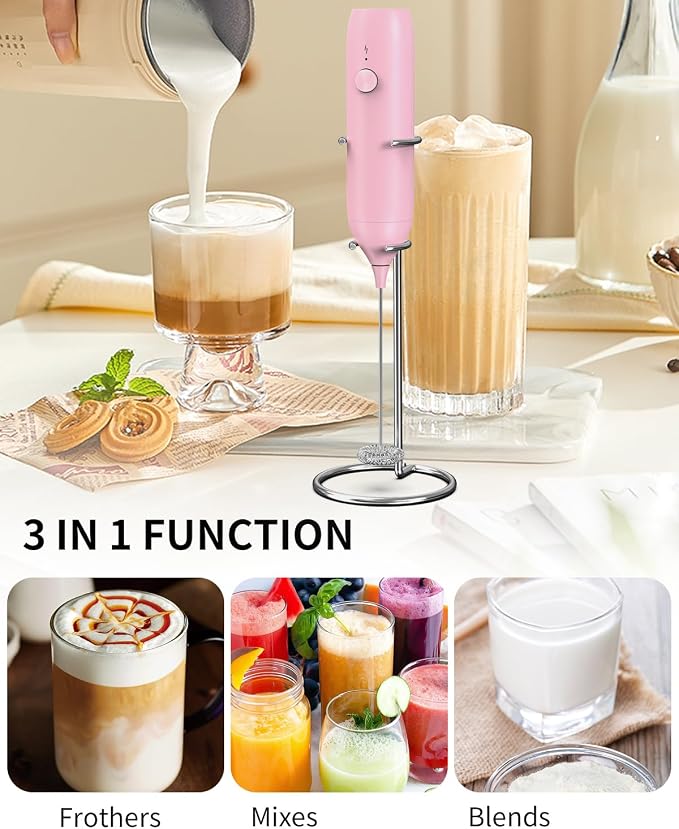 CIRCLE JOY Milk Frother Handheld Rechargeable Milk Foamer Electric Mini Drink - Image 6