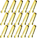15PCS Mini Tongs for Serving, Metal Tong Stainless Steel Gold Tongs, 4.25Inch by Sunenlyst
