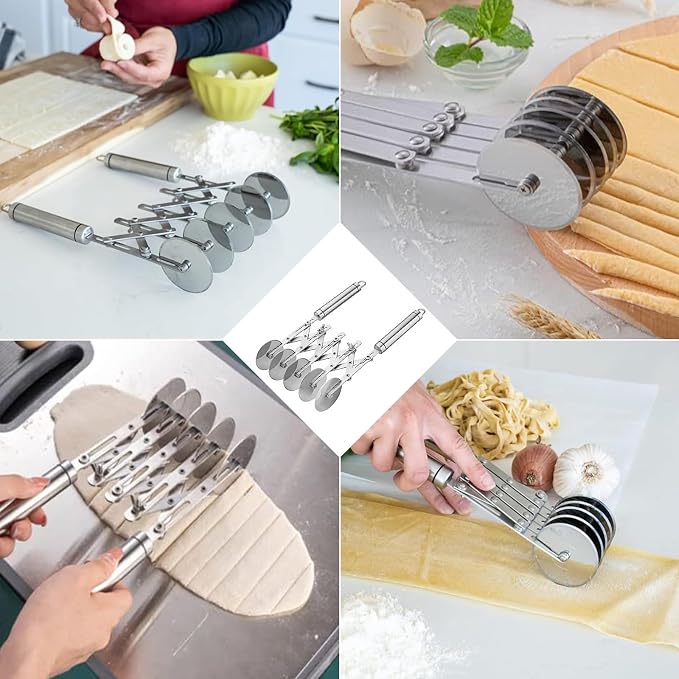 5 Wheel Pastry Cutter, Stainless Steel Dough Cutter Wheel - Image 3