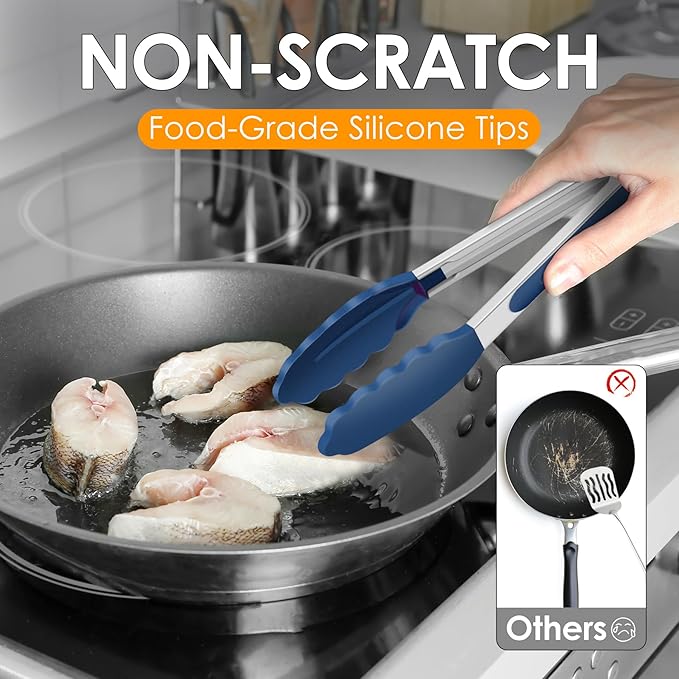 HOTEC Premium Stainless Steel Locking Kitchen Tongs - Image 3