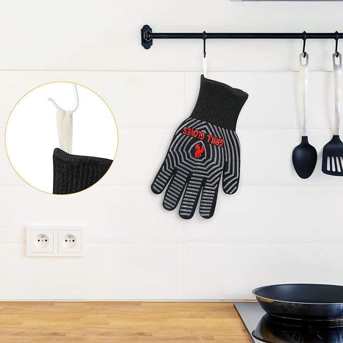 QUWIN BBQ Gloves, Oven Gloves, 1472℉ Extreme Heat Resistant, Grilling Gloves - Image 4