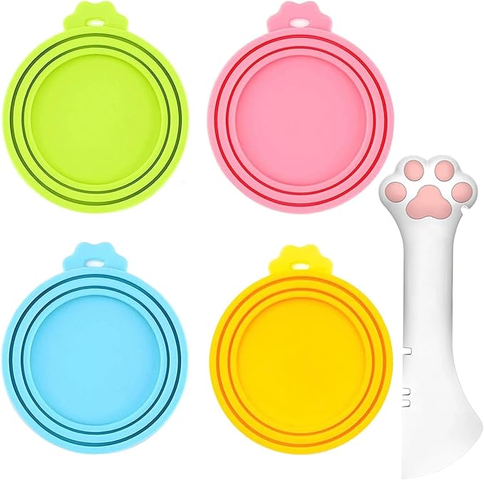 Food Can Spoon & Lids, One Multi-Functional Opener Spatula, Cute Paw Shape Spoon by IVIA+PET