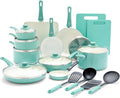 GreenLife Soft Grip 23 Piece Kitchen Cookware Pots and Frying Saucepans Set by GreenLife