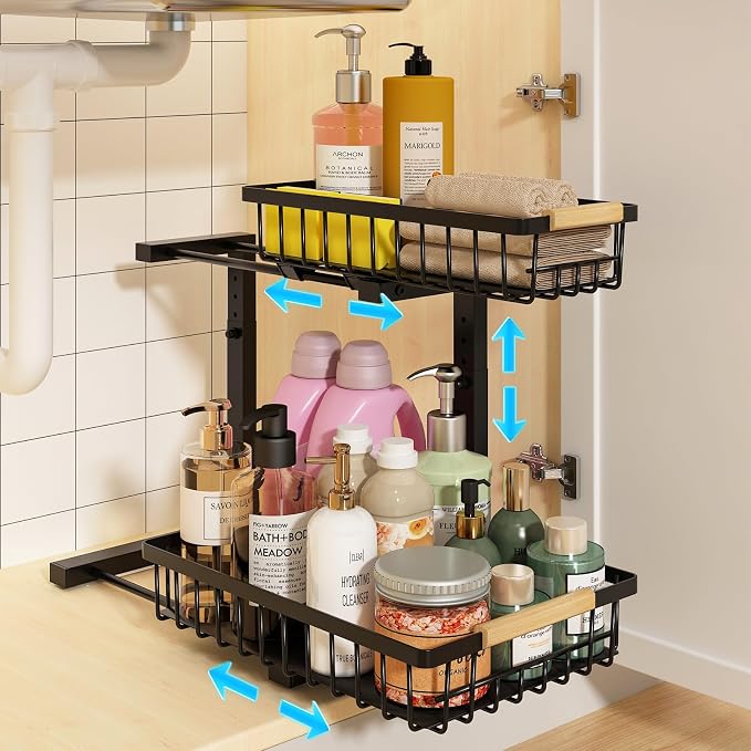 REALINN Under Sink Organizer, Height Adjustable Under Sink Organizers and by REALINN