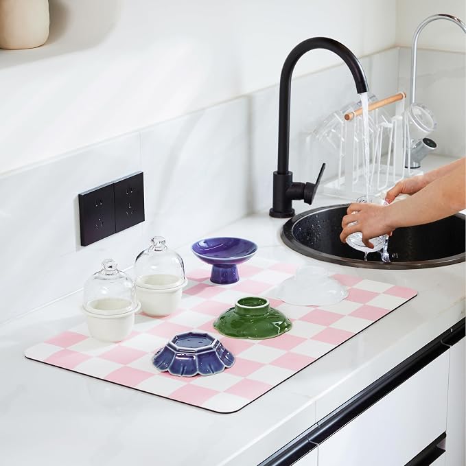 Ohocut Checkered Dish Drying Mat - Image 2