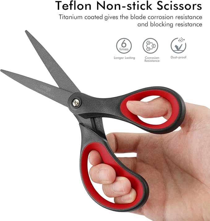 LIVINGO 2 Pack 8" Titanium Non-Stick Scissors, Professional Stainless Steel - Image 4