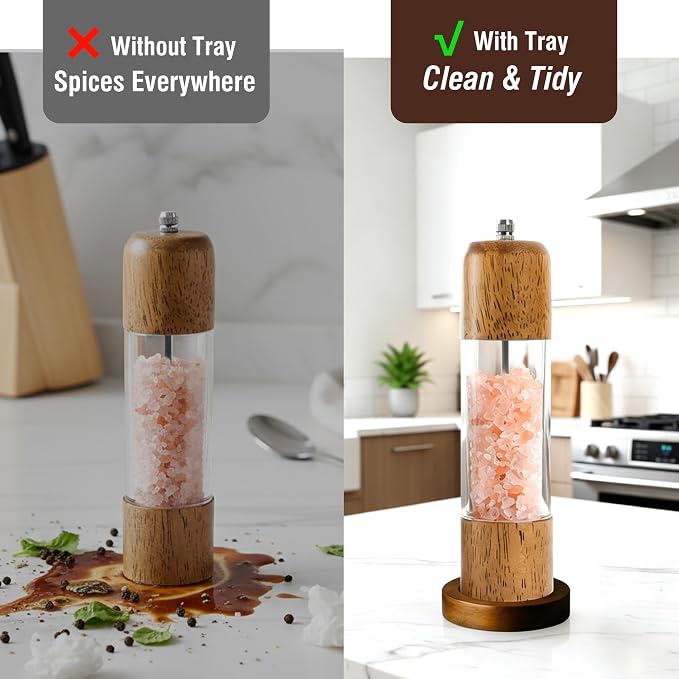 Wood Salt and Pepper Grinder, Salt Grinder and Pepper Mill, Oak Wood Shakers - Image 2