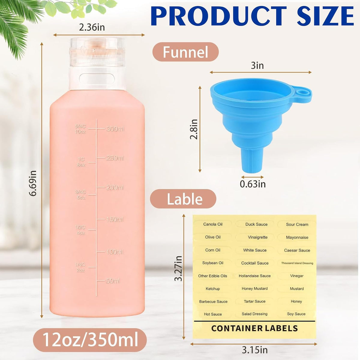 4Pcs Condiment Squeeze Bottles, 12 oz Silicone Squeeze Bottles For