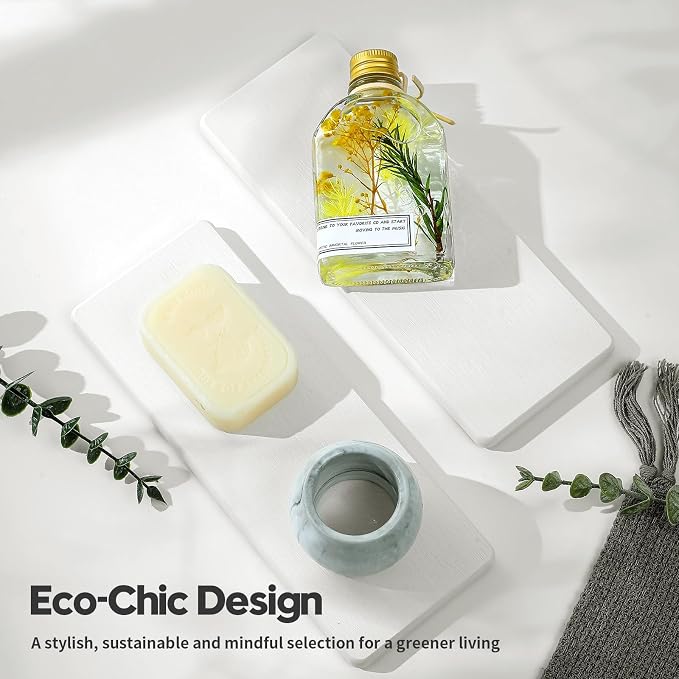2PCS White Water Absorbing Diatomite Stone Drying Soap Dish Sink Vanity Tray - Image 7