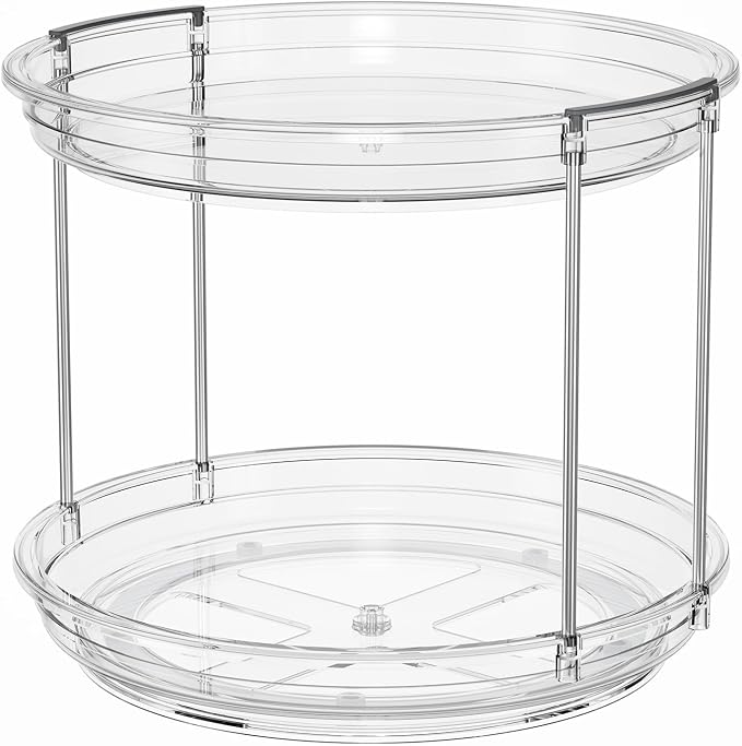 LAMU 2 Pack 2 Tier Lazy Susan Turntable Organizer 10.6'' Rotating Spice Rack - Image 9