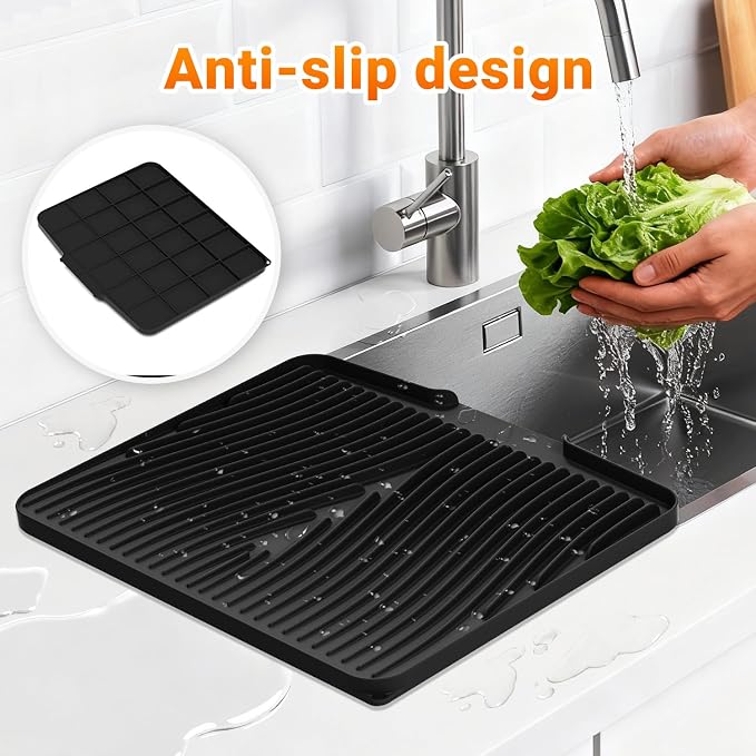 Silicone Dish Drying Mat for Kitchen Counter, Dish Drying Pad, Non-Slip Drain - Image 4